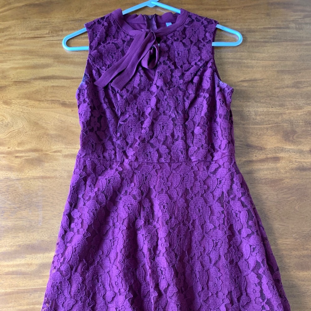purple/maroon lace dress